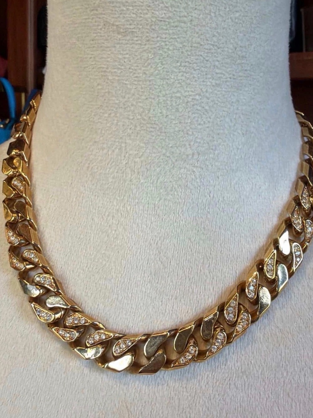 DIOR Gold-Tone Pave Cuban Link Necklace
